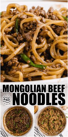 beef noodle recipe in three different bowls with text overlay that reads, how to make chinese beef noodles