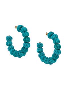 MERCEDES SALAZAR WOVEN CRESCENT EARRINGS. #mercedessalazar # Crescent Earrings, Green