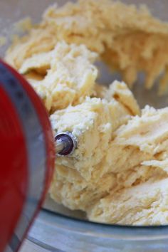 a doughnut that has been made in a blender and is being stirred by a mixer