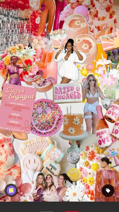 the collage is full of many different things to see in this photo, including cake and other items