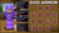 an image of a minecraft character with the words god armor in front of it