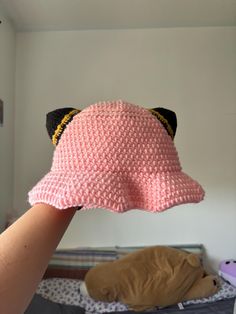 We are so excited to offer you this unique, one-of-a-kind Pink Anime Bucket Hat. This hat features a soft, comfortable design with iconic black and gold horns sewn to the side. It is the perfect accessory for any anime fan and is sure to make a statement wherever you go. Whether you are wearing it to the beach, a festival, or just out and about, this hat is sure to be a hit. Don't miss out on the opportunity to own this fantastic hat - order yours today! Check out my shop for more bucket hats fr Cute Character Design, Pink Bucket Hat, Pink Anime, Gold Horns, Crochet Bucket, Cute Character, Crochet Bucket Hat, Pink Crochet, Comfortable Design