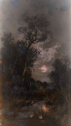 an image of a painting that looks like it is in the middle of a forest