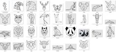 an image of some animals that are in the shape of geometric shapes and numbers on paper