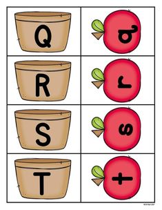 the letter k is for apple and two apples are labeled with letters that spell out