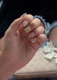 Short Nails With Cross, Short Nails With Cross Charm, Cross Charms Nails, Nail Inspo Cross Charm, Nail Designs Cross Charm, Acrylic Nails Cross Charms, Nails With Cross, Short Acrylics, Cow Nails