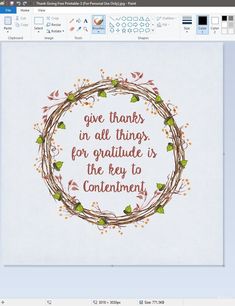 an image of a cross stitch pattern with the words give thanks in all things for gratitude is the key to content