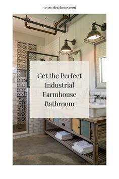 Industrial farmhouse bathroom with rustic wooden vanity, open shelving, and vintage lighting fixtures. Kitchen Flooring Trends, Vintage Farmhouse Sink, Industrial Farmhouse Bathroom, Kitchen Tile Inspiration, Ensuite Bathroom Designs, Industrial Chic Kitchen, Rustic Industrial Kitchen, Compact Kitchen Design, Modern Bedroom Colors