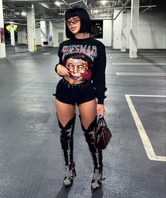 Edgy Woman Aesthetic, Baddie Day Outfit, Thigh Boots Outfit Black Women, Black Outfits For Women Summer, Fall Outfits Black Women Casual, Outfit Inspirations Black Women, Baddie Concert Outfits Black Woman, Cute Simple Outfits Black, Edgy Black Women