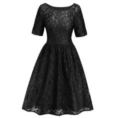 Buy Short Sleeve High Waist Lace Dress - Black - 4G00971427 online, fidn many other Dresses Simple White Lace Dress, Crochet Short Dresses, Lace Crochet Dress, Evening Cocktail Dresses, Vestidos Retro, Lace A Line Dress, Crochet Lace Dress, Cocktail Evening Dresses, Women Street