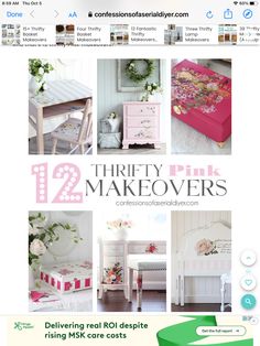 the website for pink furniture and accessories is shown in this screenshoter's image