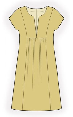 a women's yellow dress with short sleeves and an open front, on a white background