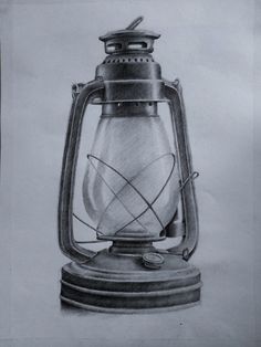 a drawing of an old fashioned lantern