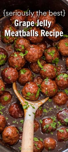 These juicy Grape Jelly Meatballs are the best appetizer recipe! Tender and juicy meatballs smothered in a sweet and spicy sauce and slow-cooked to perfection. You can easily scale this recipe up, or scale down if using a smaller crockpot. Meatballs With Grape Jelly, Grape Jelly Recipe, Jelly Meatball Recipe, Grape Jelly Meatballs Recipe, Easy Meatballs, Jelly Meatballs, Grape Jelly Meatballs, Appetizer Meatballs, Meatball Recipes Easy