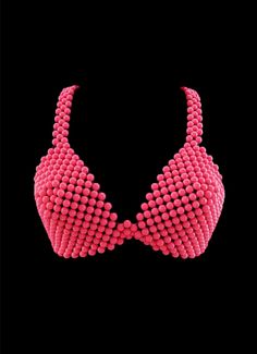 Pearl bra top in white and pink colors. Pink Seamless Triangle Bra, Pink Crop Top With Removable Bra Pads For Summer, Pink Triangle Top With Built-in Bra, Pink Seamless Triangle Top, Pink Party Bra For Summer, Summer Party Pink Bra, Pearl Bra, Beaded Clothing, Beaded Bra