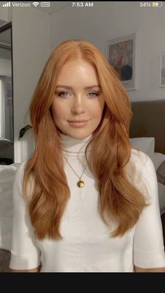 Dyed Ginger Hair Strawberry Blonde, Strawberry Blonde Wedding Hair, Natural Looking Ginger Hair, Golden Amber Hair, Light Amber Hair Color, Blonde To Orange Hair, Red Head Curtain Bangs, Red Blonde Hair Balayage, Orange Hair Natural