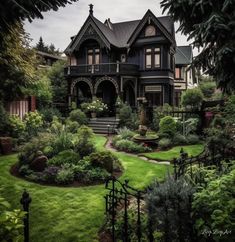 Victorian Gothic House, Gothic Lifestyle, White Picket Fences, Goth Houses, Gothic Mansion, Picket Fences, Casas The Sims 4