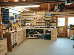 a workbench with many drawers and tools