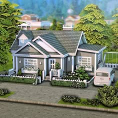 Sims 1 Story House, Small Neighborhood House, 23 Eucalyptus Lane Sims 4, Kitchen L Shape Layout, 70s Neighborhood, Sims 4 House Inspo Exterior, Japandi Small House, Sims 4 2 Bedroom House, Small Kitchen L Shape