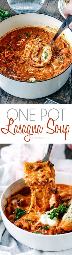 one pot lasagna soup is an easy and delicious dinner