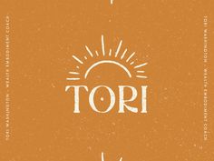 an orange background with the word tori written in white