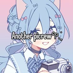 an anime character holding a camera with the caption, another picrewr?