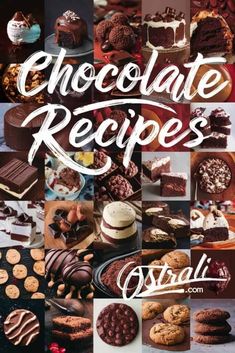 the cover of chocolate recipes, with pictures of cookies and desserts on it's side