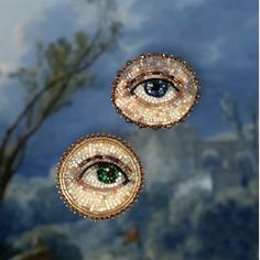 Dark Academia Jewelry, Eye Brooch, Eyeball Art, Dark Academy, Lovers Eyes, Crystal Brooch, Beaded Brooch, Eye Jewelry, Czech Beads