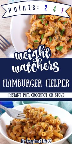 the cover of weight watchers hamburger helper instant pot crockpot or stove