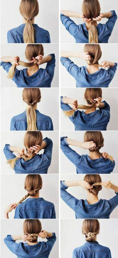 Braids Bun Pony Tails 64+ Ideas #braids Braided Bun Styles, Updo Easy, Braids Updo, Chignon Bun, Simple Updo, Messy Buns, Messy Bun Hairstyles