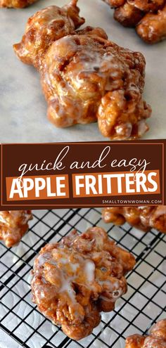 an apple fritters recipe on a cooling rack