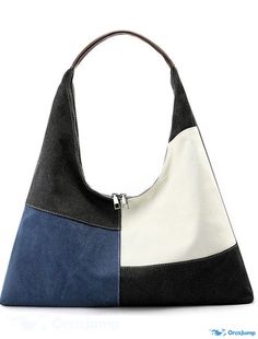 OrcaJump - 2022 Fall/Winter Womens Canvas Shoulder Bag - Large Capacity, Contrasting Colors, European/American Fashion, Casual/Wild American Fashion, Word Wrap, White Space, Canvas Shoulder Bag, Sewing Bag, Large Bags, Canvas Bag, Pattern Geometric, American Style