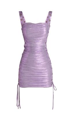 POPPY PURPLE LACE UP BANDAGE MINI DRESS Beaded Starfish, Lace Up Bodycon Dress, Elegant Mini Dress, Purple Mini Dresses, Split Skirt, Mini Robes, Purple Lace, Ruched Dress, Spaghetti Strap Dresses