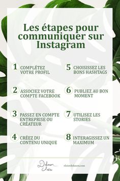 a poster with the words les etapes pour communique sur instagramn