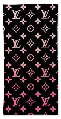 louis vuitton pattern on black and pink flee blanket