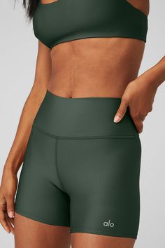 5" Airlift Energy Short - Black | Alo Yoga Green Alo Yoga Activewear For Sports, Green Yoga Biker Shorts, Green High Waist Compression Shorts, High Waist Compression Green Shorts, Compressive Biker Shorts For Summer, Compressive Solid Biker Shorts, Alo Yoga Bottoms With Built-in Shorts, High Stretch Biker Shorts With Contoured Waistband, High Stretch High-waisted Biker Shorts With Contoured Waistband