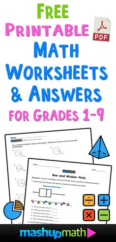 the free printable math worksheets and answers for grade 1 - 9 students