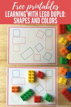 printable lego shapes and colors for kids to learn with their own hands on the table