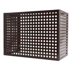 a large metal basket with holes on it