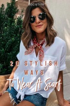 Cool Ways To Wear A Scarf, Tshirt And Scarf Outfit Summer, How To Wear A Handkerchief Scarf, How To Accessorize With A Scarf, French Scarf Style Summer, Scarf In Summer Outfit Ideas, How To Wear A Handkerchief, Small Scarves How To Wear