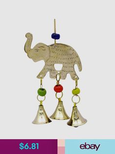 an elephant bell with bells hanging from it's side and the words ebay below