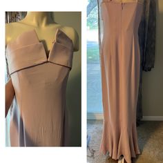 Show Up To Your Next Event In This Luxurious Brandon Maxwell Pink Long Dress, Crafted With A Special Cleavage For An Added Touch Of Sophistication. The Delicate Fabric Hugs Your Body And Accentuates Your Curves Perfectly. The Look Is Classic Yet Modern; Perfect For Any Special Occasion. It Fits Comfortably And Instantly Boosts Your Confidence, Giving You An Opportunity To Showcase Your Best Self. Style It With Minimal Accessories And Elegant Heels For A Timelessly Beautiful Look. Pre-draped Pink Silk Evening Dress, Pink Pre-draped Maxi Dress For Cocktail, Pre-draped Pink Spring Dress, Fitted Strapless Pink Evening Dress, Pink Fitted Strapless Evening Dress, Pink Pre-draped Floor-length Evening Dress, Fitted Silk Maxi Dress Feminine Style, Pink Sleeveless Pre-draped Dress, Pink Pre-draped Cocktail Maxi Dress