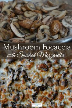 mushroom focaccia with smoked mozzarella is an easy and delicious appetizer