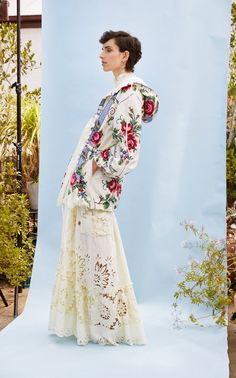 Warrior Floral Parka By Nevenka | Moda Operandi Remake Clothes, Cross Stitch Material, Embroidered Summer Dress, Sweater Designs, Floral Cotton Dress, Embroidery Cotton, Modern Romance, Dresses 2020, Pastel Floral