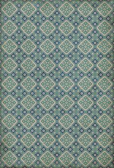 a blue and green background with an ornate design