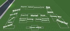 a map that shows the locations of hotels and motels