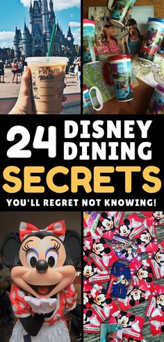 the cover of 24 disney dining secrets you'll regret not known