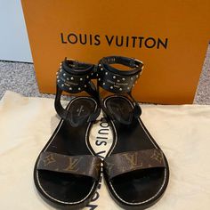 These Sandals Are In Excellent Condition. No Signs Of Creases Or Scuffs. They Were Worn Only 2-3 Times, Guaranteed Authentic! Original Receipt From Lv Is Available. Comes With Box, And Shoe Bag. Shoes Louis Vuitton, Louis Vuitton Shoes, Women's Shoes Sandals, Black And Brown, Shoes Sandals, Shoe Bag, Louis Vuitton, Women Shoes, Sandals