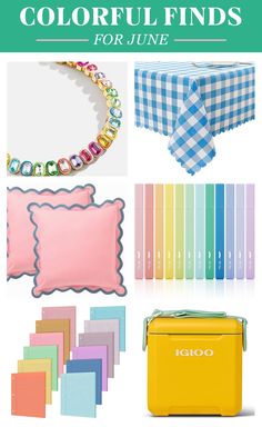 colorful finds for june with text overlay