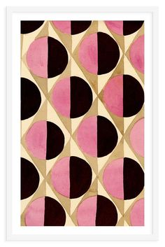 an abstract painting with pink, black and beige shapes